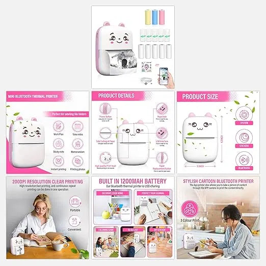 PrintyPal™ Bluetooth Mini Printer – Pocket-Sized Creativity, Ink-Free Simplicity!